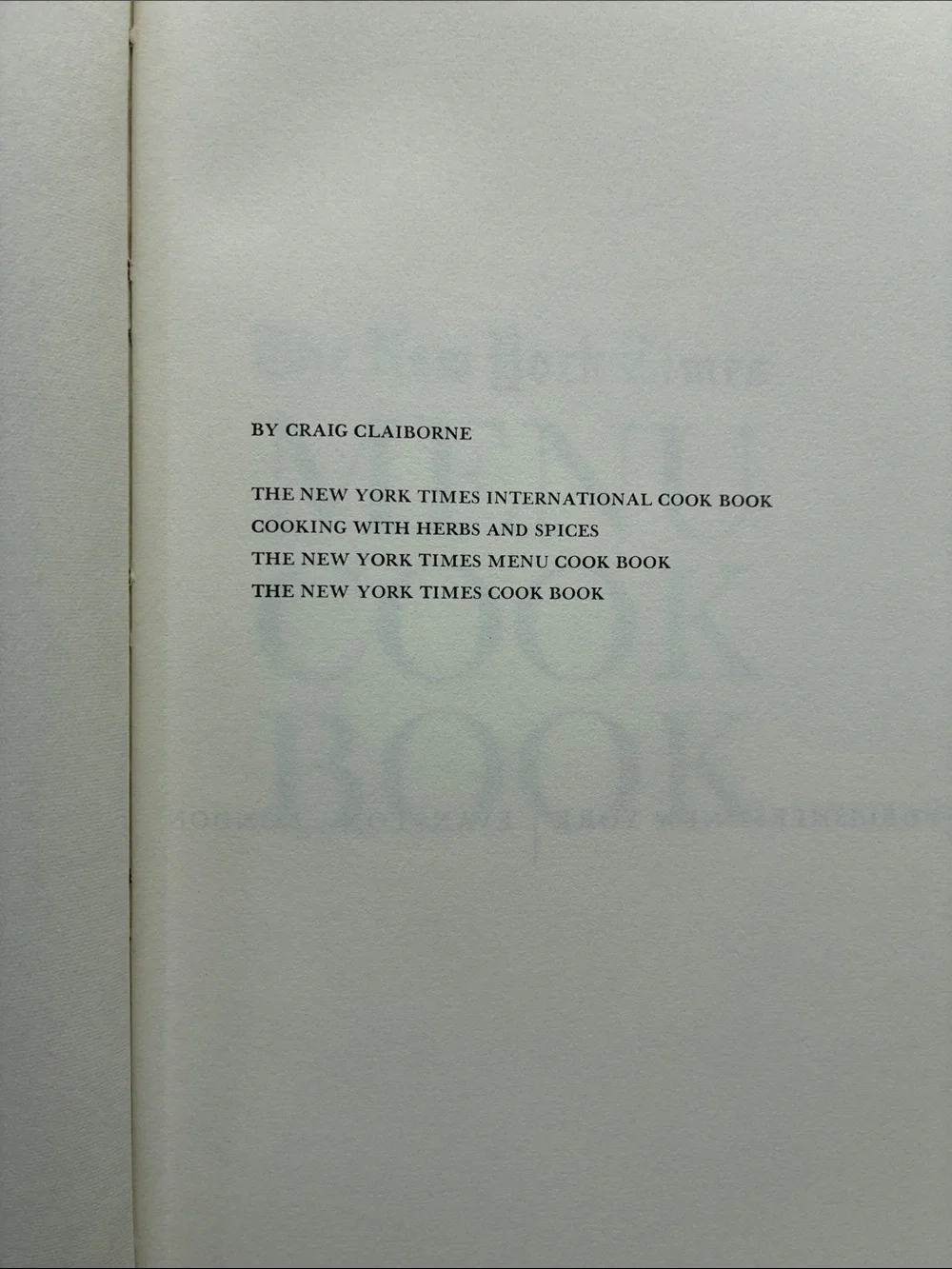 The New York Times Menu Cook Book by Craig Claiborne 1966 First Edition